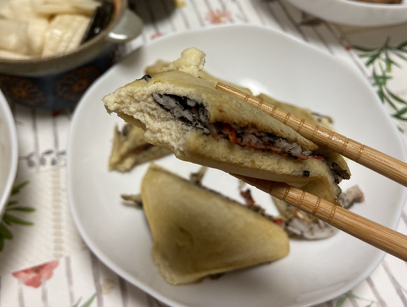 高野豆腐のゴボウサラダホットサンド