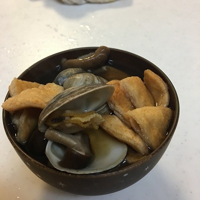 アサリと椎茸のほうじ茶スープ