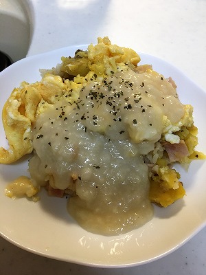 ほっくり洋風栗ごはん　玉子のせ