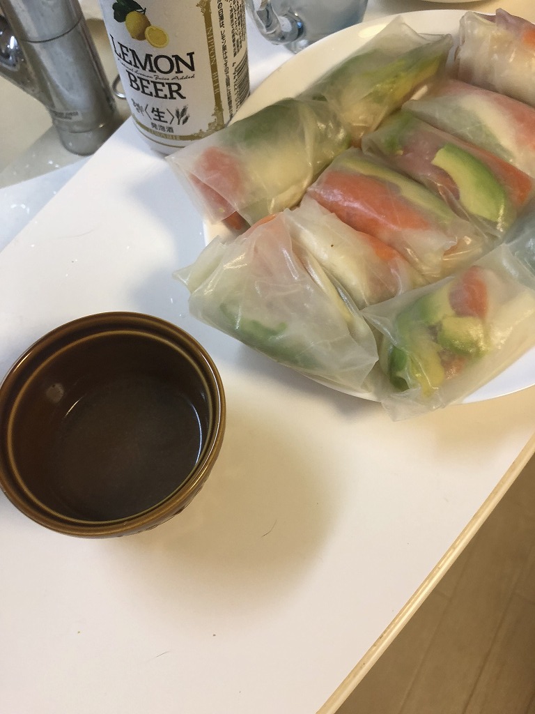 らっきょうの入った洋風生春巻き